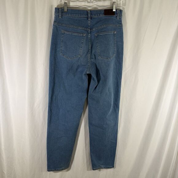 LL Bean Jeans Women's 12 Tall Blue Button Zip High Rise Mom Jean Cotton Blend - Picture 8 of 11